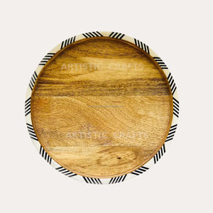 Mother Of pearl Inlay Wooden Treat Stand Cake Stand with Leg Wood Multifunctional Stand for Birthday Parties and Weddings Decor - Product Image 2