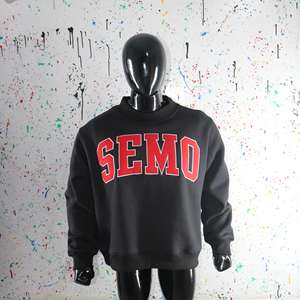 SEMO BLACK <b>Mock</b> <b>Neck</b> Sweatshirt 100% RED Applique Embroidery wide <b>neck</b> Sweatshirt Finer Threads - Product Image 6