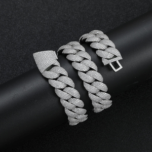 Iced Out <b>Cuban</b> <b>Link</b> <b>Chain</b> <b>Silver</b> Hip Hop Necklace Bling Thick Statement Jewelry - Product Image 6