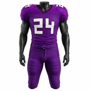 Ensemble d'uniformes de football américain personnalisés, maillot et pantalon de football violet pour équipe, fabricant de vêtements de sport sur mesure OEM ODM - Product Image 1