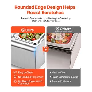 Contenitore Espositore per Alimenti da Banco in Acciaio Inossidabile, Vassoio per Insalata per Ristoranti e Hotel, Dispenser per Condimenti da Buffet, Ghiaccio - Product Image 3