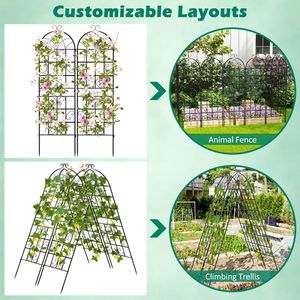 2/4 Pack 71x20 Inch Metal Garden Trellis for Climbing Plants Eco-Friendly <b>PVC</b>-Coated Wrought Iron <b>Fence</b> for Outdoor Houses - Product Image 6