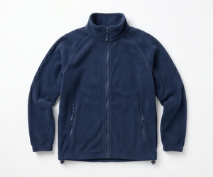 <b>Men's</b> <b>Navy</b> <b>Fleece</b> Jacket Full Zip Stand Collar Casual Outerwear Breathable Knitted Polyester Autumn Wear Regular Fit - Product Image 1