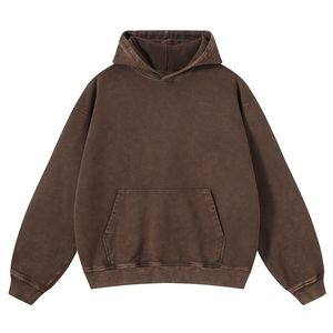 Sweat à capuche pour homme en coton 100% de qualité supérieure, avec tissu épais, cordon en coton 100%, personnalisable, pull-over uni, coupe courte et ample - Product Image 3