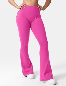 Leggings de yoga évasés taille haute pour femmes avec poche arrière, pantalon de fitness extensible coupe bootcut - Product Image 5