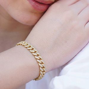 Pulsera de Eslabones Cubanos con Diamantes Cultivados en Laboratorio, Chapada en Oro Rosa sobre Plata de Ley, Joyería Clásica para Mujer, Regalo de Aniversario de Bodas - Product Image 1