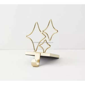 Soporte de calcetín de Navidad de estrella de alambre creativo con base de madera de acacia real ligero en peso nueva tendencia 2024 soporte de calcetín diseñado - Product Image 6
