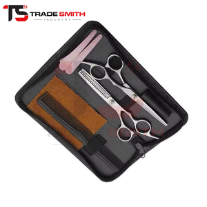 Ensemble de ciseaux et peignes de coiffure en acier inoxydable, ciseaux courbes, peigne de finition, outils de coupe pour <span class=keywords><strong>barbier</strong></span>, outils professionnels - Product Image 4