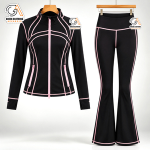 Chándal Deportivo Alpha Kapa Griego para Mujer, Negro y Rosa, 100% Algodón Transpirable, Diseño 2 en 1, Manga Larga, Cierre Frontal con Cremallera, Estilo Deportivo - Product Image 4