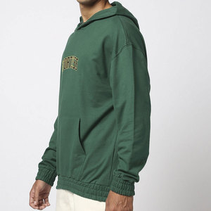 Sweat à capuche vert pour homme avec fermeture éclair intégrale, impression en relief personnalisée, coupe classique, logo gaufré, en molleton de coton, décontracté, pour l'automne - Product Image 4