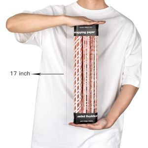 Mini Rotolo di Carta da Regalo Natalizia 43 cm x 305 cm, 3 Diversi Design Oro Rosa Glitterati Metallizzati, Forniture per Feste - Product Image 2