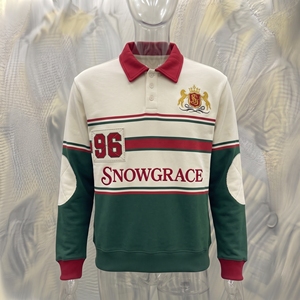 เสื้อรักบี้แขนยาว Snowgrace คอปกพับได้ ปักโลโก้ ทรงปกติสำหรับผู้ชาย เสื้อกีฬาสำหรับผู้ใหญ่ - Product Image 3
