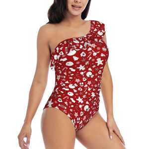 Women's Floral Pattern Athletic One Piece Swimsuit with Long Sleeves Fashion Swimwear Wholesale for Sports Surfing and <b>Bathing</b> - Product Image 4