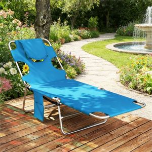 Chaise longue d'extérieur bleu clair pour bronzer et profiter du jardin - Product Image 1