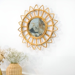 Sunburst rattan wall <b>mirrors</b> luxury home decoration accessory eco friendly cane <b>frame</b> <b>mirror</b> - Product Image 5