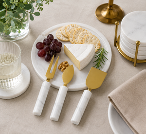 Juego de Cuchillos Desechables para Queso de Acero Inoxidable Dorado Moderno con Mango de Mármol, Juego de Cortadores de Charcutería para Regalos y Eventos de Lujo - Product Image 2