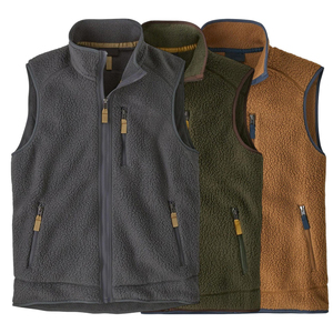Gilet polaire réversible en toile personnalisé pour l'hiver, chaud, zippé, col montant, avec logo frontal, sans manches, vente en gros - Product Image 6