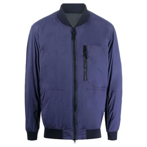 Blouson bomber coupe-vent gris foncé pour homme, col montant, fermeture éclair, décontracté, 100 % polyester, rembourré, vêtement d'extérieur pour l'automne - Product Image 6