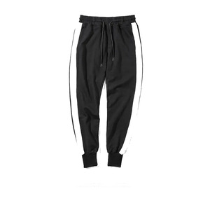 LAMA INDUSTRIES – Pantalon de jogging décontracté noir en lin/coton pour homme, taille élastique, braguette zippée, coupe croisée, printemps - Product Image 1