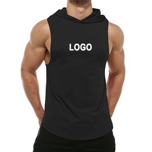 Camiseta sin mangas con capucha para hombre, de algodón blanco sólido, tejido de punto, ajuste casual, transpirable, largo regular, estilo muscle fit - Product Image 4