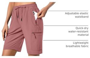 Shorts Deportivos Ligeros para Mujer, para Yoga, Gimnasio, Fitness, Senderismo, de Spandex/Poliéster, Secado Rápido, Transpirables, con Cierre de Cordón - Product Image 4