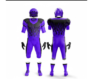 Maillot de football américain haut de gamme – Logo et couleurs personnalisés |   Ensemble de football avec maillot et pantalon |   Vêtements de sport en polyester respirant - Product Image 2