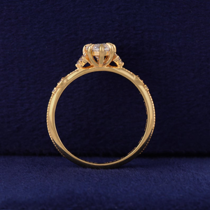 Anillo de compromiso de diamantes con corte marquesa para mujer, oro de 14 quilates, estilo clásico, diamantes cultivados en laboratorio, piedras laterales de diamante - Product Image 6