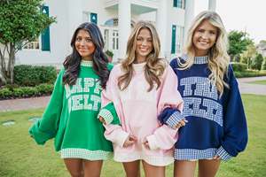 Conjunto de Sudadera con Capucha Oversize y Pantalón Corto para Mujer, 420GSM, Personalizado, con Aplique de Letras Gingham, Cuello Simulado, Estilo Casual, Tejido con Estampado Frontal, Invierno - Product Image 5