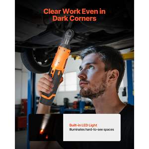 Clé à cliquet électrique sans fil 240 tr/min, jeu de clés à cliquet, entraînement de 3/8 pouce, couple de 33 pieds-lb, 2 batteries de 2,0 Ah, chargeur, douilles, clés à cliquet électriques - Product Image 5