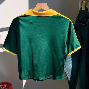 เสื้อฟุตบอลบราซิลแบบยูนิเซ็กซ์ สีเขียวเหลือง คอปกปักชื่อทีมด้านหน้า แขนสั้น คอวี สายรัดแบบเสื้อกล้าม - Product Image 4