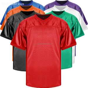 Maillots de football américain personnalisés, imprimés par sublimation, courts, respirants, 100% polyester mesh, grandes tailles, antibactériens, séchage rapide - Product Image 1