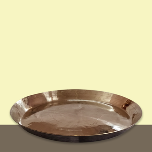 Plateau de service rond décoratif en laiton martelé fait main, imprimé numériquement et plaqué or, pour table à manger et décoration intérieure - Product Image 2