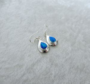 Blue <b>Opal</b> <b>Earrings</b> Sterling Silver Sparkly Flash <b>Opal</b> <b>Earrings</b> October Birthstone Jewelry Elegant Gift For Her - Product Image 4