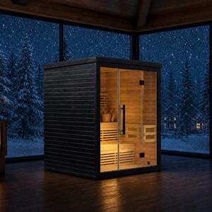 Sauna Finlandese per 1-2 Persone con Stufa Elettrica e Pietre Finlandesi per Hotel, Spa, Palestra e Centro Benessere - Product Image 1