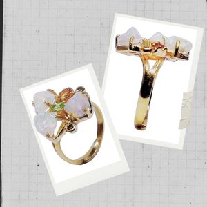 Wedding Wear 925 Sterling <b>Silver</b> Gold Plated Jewelry <b>Opal</b> Tourmaline Gemstone Women Wear Classic <b>Ring</b> - Product Image 4