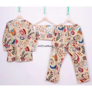 Conjunto de Pijama de Invierno para Mujer, Hecho a Mano, 100% Algodón, Estampado Floral, Manga Tres Cuartos, Cuello en V, Cintura Elástica, Suave, Transpirable y de Secado Rápido - Product Image 5