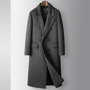 <b>Men's</b> Brown Genuine Leather Double Breasted Notched Lapel Long Breathable <b>Trench</b> <b>Coat</b> with Customized Color & Logo Printing - Product Image 3