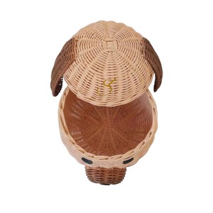 Cesta de Almacenamiento de Mimbre Tejida a Mano con Forma de Cara de Cachorro, Maceta Única con Forma de Animal, Organizador de Escritorio para Dormitorio Infantil - Product Image 3