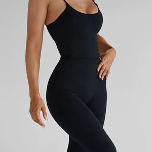 กางเกงกีฬาผู้หญิง ผ้าเนื้อนุ่ม ระบายอากาศได้ดี เอวยางยืด ชุดออกกำลังกาย เสื้อกล้ามกีฬา กางเกงขาบาน ชุดเซ็ตเดียว แห้งเร็ว ผ้าฟลีซ - Product Image 4