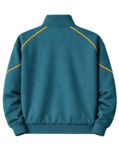 Conjunto Deportivo Personalizado para Hombre en Verde Azulado con Ribete en Naranja, Chaqueta con Cierre Completo y Pantalones Deportivos, Fabricante de Ropa Deportiva Personalizada - Product Image 5