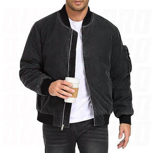 Blouson Bomber Vintage Lavé pour Homme, Veste de Pilote Décontractée Zippée, Coupe-Vent Léger pour Usage Quotidien, Marquage OEM - Product Image 4