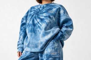 Ensemble de survêtement streetwear 2-en-1 pour femme, col roulé respirant, tie-dye bleu, coupe ample, automne - Product Image 2