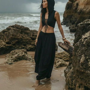 Falda Maxi Estilo Gitano a Precio de Mayoreo, Falda Bohemia Fluida de Algodón Orgánico con Volantes, Regalo para Ella - Product Image 1