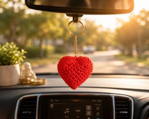Premium Quality Red Heart Crochet <b>Keychain</b> Handmade Soft Yarn Purse Charm Valentine Gift For Girls Available for Sale - Product Image 5