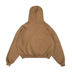 Custom Oversized Heavyweight Zip Up Hoodie Rib Cuff Drawstring Hood Factory Price Wholesale Supplier - Product Image 3