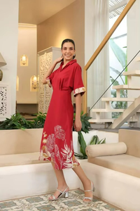 Elegante Vestido de Algodón 100% con Estampado Floral, Ajuste Cómodo, Tallas Personalizadas Disponibles, Tejido Lavable para Uso Diario Informal - Product Image 3