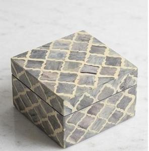 DYNAMIC HANDICRAFT IMPEX Luxury Handmade Bone Inlay MDF Wood <b>Small</b> Jewelry <b>Box</b> Moroccan Design Grey Beige Decorative <b>Storage</b> - Product Image 3