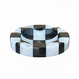 Cenicero de Diseño Único con Forma Redonda de Mármol Blanco y Negro, Último Modelo, Recién Llegado, para Cigarrillos y Cigarros - Product Image 1