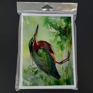 Lunatique A7 Taille 5x7 Green Heron Cartes vierges Pack de 8 avec enveloppes Green Heron Cartes de voeux - Product Image 3