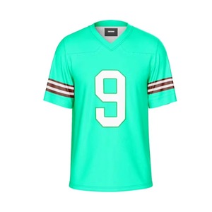 เสื้อฟุตบอลอเมริกันสีส้มสำหรับผู้ชาย คอวี แขนสั้น เบอร์ 9 พิมพ์ลายแบบซับลิเมชั่น ระบายเหงื่อได้ดี ทรงปกติ - Product Image 6